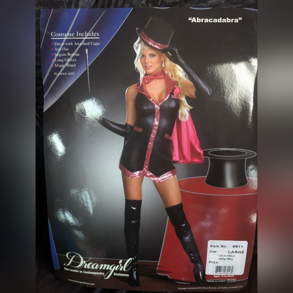 Dreamgirl Magician Costume - Black and Pink